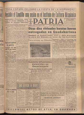 'Patria : diario de Falange Española Tradicionalista y de las J.O.N.S.' - Año XIV Número 4985 - 1949 octubre 13