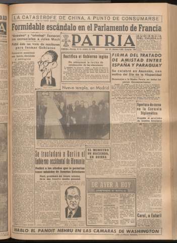'Patria : diario de Falange Española Tradicionalista y de las J.O.N.S.' - Año XIV Número 4986 - 1949 octubre 14