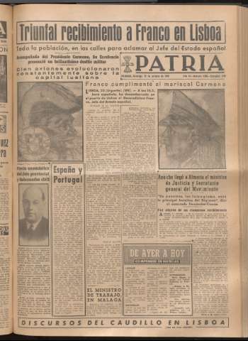 'Patria : diario de Falange Española Tradicionalista y de las J.O.N.S.' - Año XIV Número 4994 - 1949 octubre 23