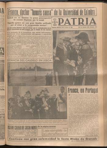 'Patria : diario de Falange Española Tradicionalista y de las J.O.N.S.' - Año XIV Número 4996 - 1949 octubre 26