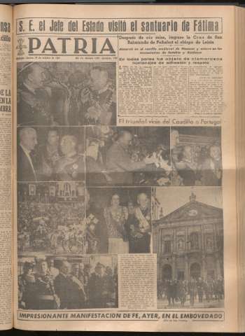 'Patria : diario de Falange Española Tradicionalista y de las J.O.N.S.' - Año XIV Número 4997 - 1949 octubre 27