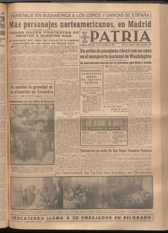 'Patria : diario de Falange Española Tradicionalista y de las J.O.N.S.' - Año XIV Número 5002 - 1949 noviembre 2