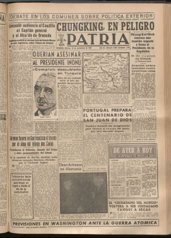'Patria : diario de Falange Española Tradicionalista y de las J.O.N.S.' - Año XIV Número 5016 - 1949 noviembre 18