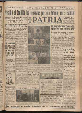 'Patria : diario de Falange Española Tradicionalista y de las J.O.N.S.' - Año XIV Número 5019 - 1949 noviembre 22