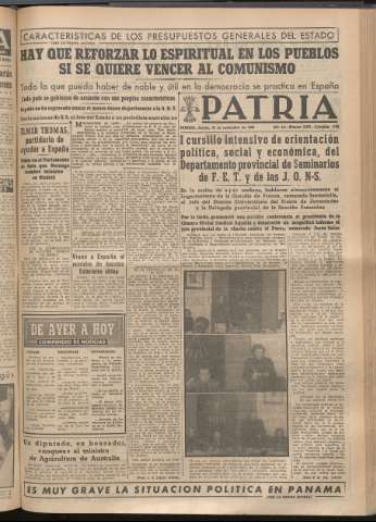 'Patria : diario de Falange Española Tradicionalista y de las J.O.N.S.' - Año XIV Número 5021 - 1949 noviembre 24