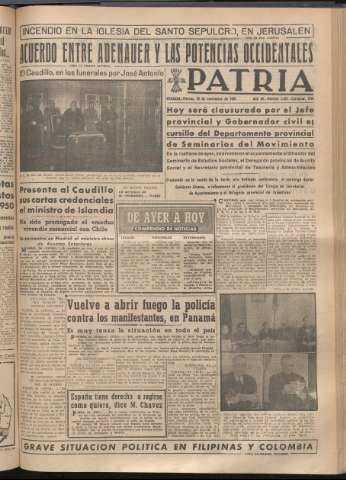 'Patria : diario de Falange Española Tradicionalista y de las J.O.N.S.' - Año XIV Número 5022 - 1949 noviembre 25