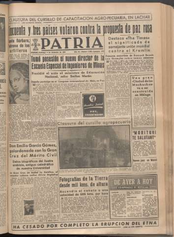 'Patria : diario de Falange Española Tradicionalista y de las J.O.N.S.' - Año XIV Número 5030 - 1949 diciembre 4