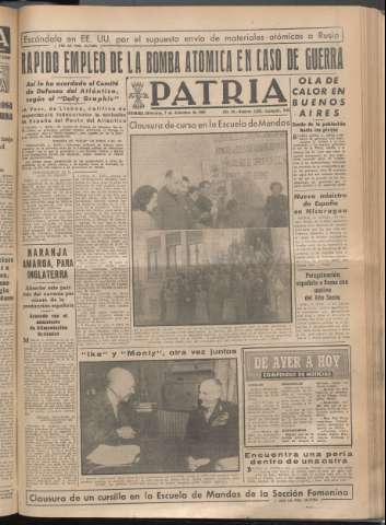 'Patria : diario de Falange Española Tradicionalista y de las J.O.N.S.' - Año XIV Número 5032 - 1949 diciembre 7