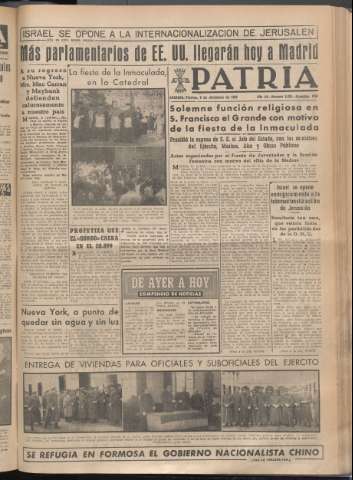 'Patria : diario de Falange Española Tradicionalista y de las J.O.N.S.' - Año XIV Número 5034 - 1949 diciembre 9