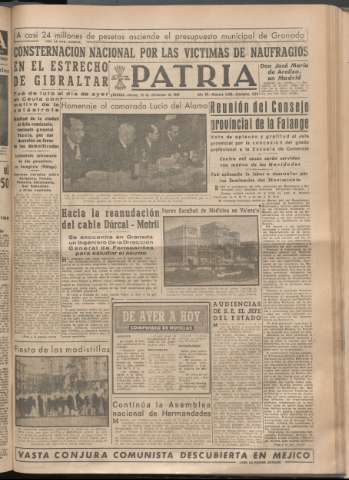 'Patria : diario de Falange Española Tradicionalista y de las J.O.N.S.' - Año XIV Número 5039 - 1949 diciembre 15