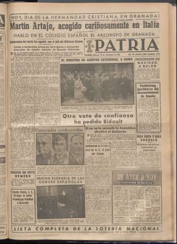 'Patria : diario de Falange Española Tradicionalista y de las J.O.N.S.' - Año XIV Número 5046 - 1949 diciembre 23