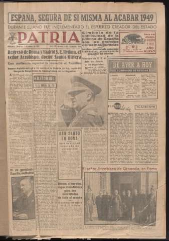 'Patria : diario de Falange Española Tradicionalista y de las J.O.N.S.' - Año XV Número 5054 - 1950 enero 1