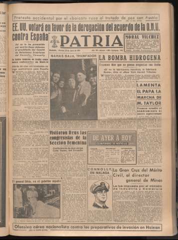 'Patria : diario de Falange Española Tradicionalista y de las J.O.N.S.' - Año XV Número 4580 - 1950 enero 20