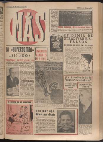 'Patria : diario de Falange Española Tradicionalista y de las J.O.N.S.' - Año XV Número 4612 - 1950 febrero 26