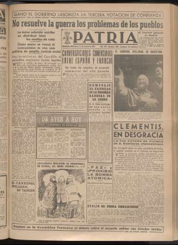 'Patria : diario de Falange Española Tradicionalista y de las J.O.N.S.' - Año XV Número 4626 - 1950 marzo 15