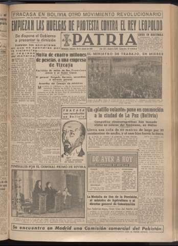 'Patria : diario de Falange Española Tradicionalista y de las J.O.N.S.' - Año XV Número 4629 - 1950 marzo 18