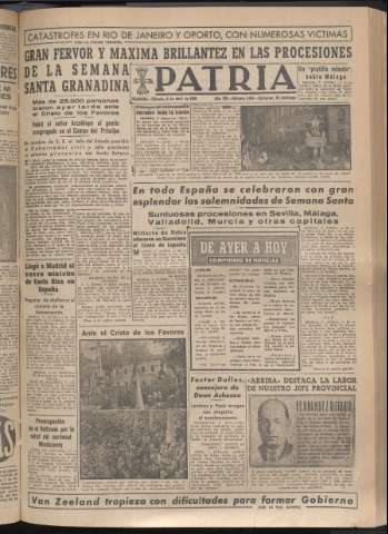 'Patria : diario de Falange Española Tradicionalista y de las J.O.N.S.' - Año XV Número 4646 - 1950 abril 8