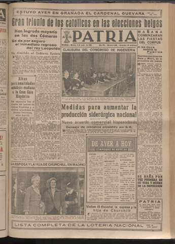 'Patria : diario de Falange Española Tradicionalista y de las J.O.N.S.' - Año XV Número 4693 - 1950 junio 6