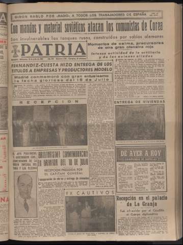 'Patria : diario de Falange Española Tradicionalista y de las J.O.N.S.' - Año XV Número 4728 - 1950 julio 19