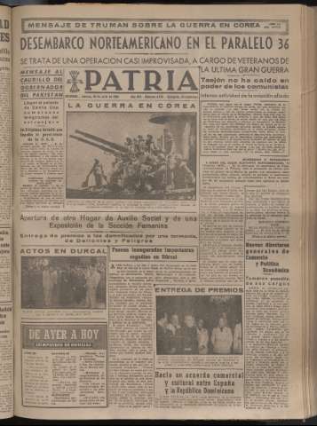 'Patria : diario de Falange Española Tradicionalista y de las J.O.N.S.' - Año XV Número 4729 - 1950 julio 20