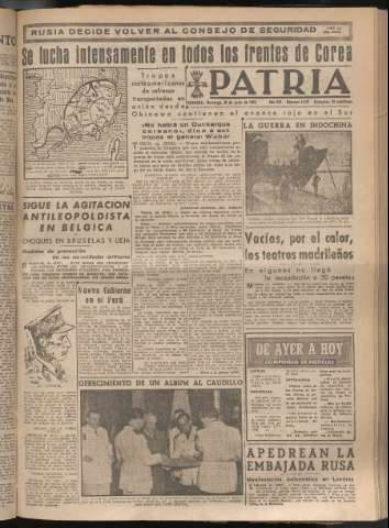 'Patria : diario de Falange Española Tradicionalista y de las J.O.N.S.' - Año XV Número 4737 - 1950 julio 30