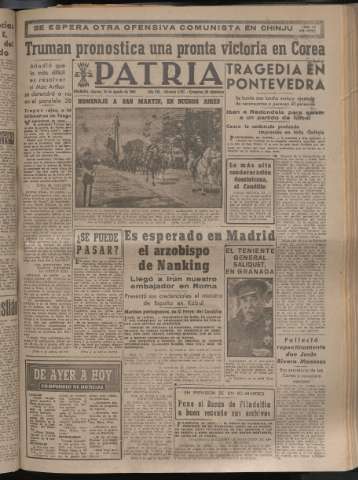 'Patria : diario de Falange Española Tradicionalista y de las J.O.N.S.' - Año XV Número 4757 - 1950 agosto 24