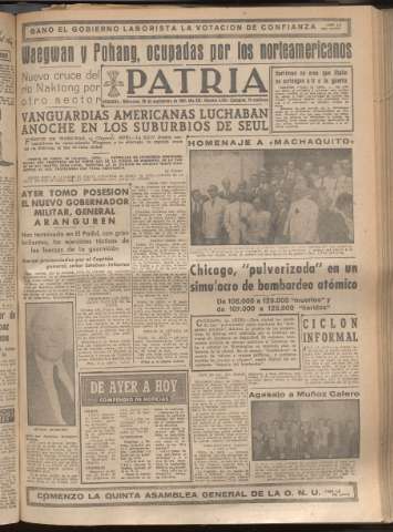 'Patria : diario de Falange Española Tradicionalista y de las J.O.N.S.' - Año XV Número 4780 - 1950 septiembre 20