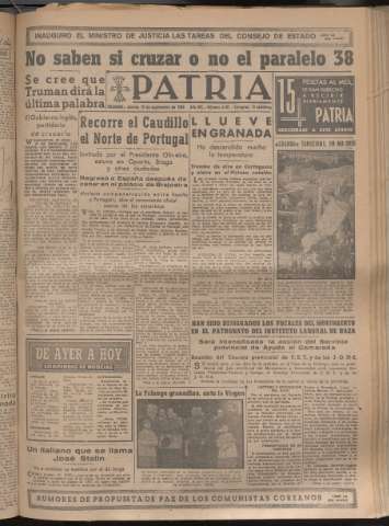 'Patria : diario de Falange Española Tradicionalista y de las J.O.N.S.' - Año XV Número 4787 - 1950 septiembre 28