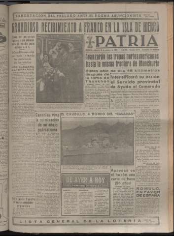 'Patria : diario de Falange Española Tradicionalista y de las J.O.N.S.' - Año XV Número 4810 - 1950 octubre 26