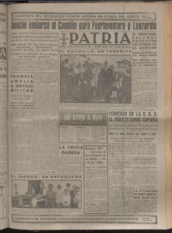 'Patria : diario de Falange Española Tradicionalista y de las J.O.N.S.' - Año XV Número 4812 - 1950 octubre 28