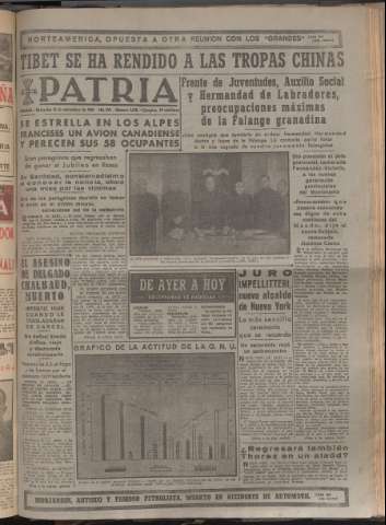 'Patria : diario de Falange Española Tradicionalista y de las J.O.N.S.' - Año XV Número 4816 - 1950 noviembre 15