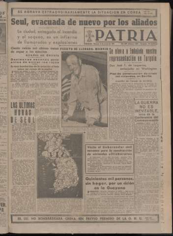 'Patria : diario de Falange Española Tradicionalista y de las J.O.N.S.' - Año XVI Número 4867 - 1951 enero 5