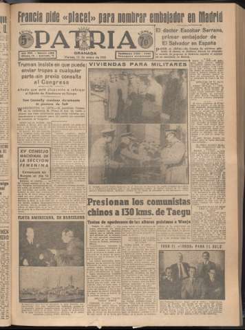 'Patria : diario de Falange Española Tradicionalista y de las J.O.N.S.' - Año XVI Número 4872 - 1951 enero 12