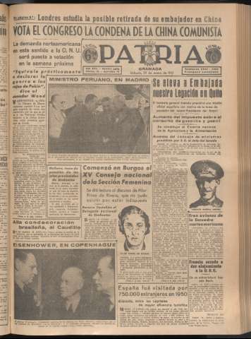 'Patria : diario de Falange Española Tradicionalista y de las J.O.N.S.' - Año XVI Número 4879 - 1951 enero 20
