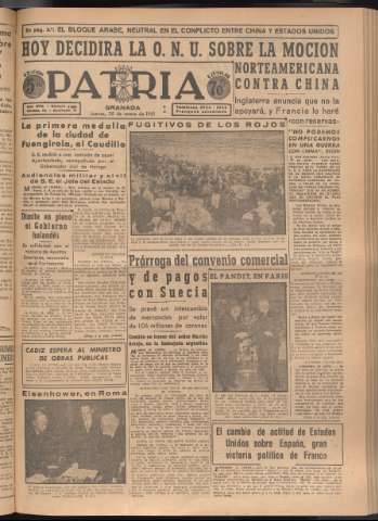 'Patria : diario de Falange Española Tradicionalista y de las J.O.N.S.' - Año XVI Número 4883 - 1951 enero 25