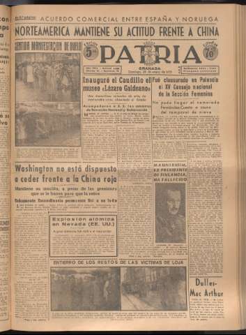 'Patria : diario de Falange Española Tradicionalista y de las J.O.N.S.' - Año XVI Número 4688 - 1951 enero 28