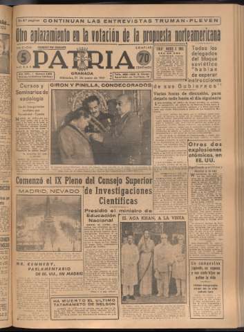 'Patria : diario de Falange Española Tradicionalista y de las J.O.N.S.' - Año XVI Número 4690 - 1951 enero 31