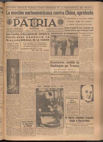 'Patria : diario de Falange Española Tradicionalista y de las J.O.N.S.' - Año XVI Número 4691 - 1951 febrero 1