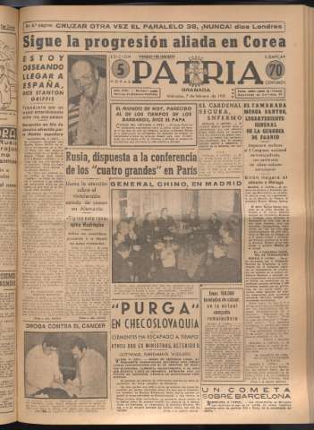 'Patria : diario de Falange Española Tradicionalista y de las J.O.N.S.' - Año XVI Número 4696 - 1951 febrero 7