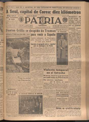 'Patria : diario de Falange Española Tradicionalista y de las J.O.N.S.' - Año XVI Número 4697 - 1951 febrero 8