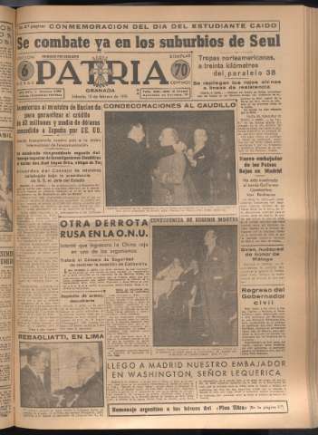 'Patria : diario de Falange Española Tradicionalista y de las J.O.N.S.' - Año XVI Número 4699 - 1951 febrero 10