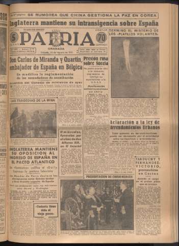 'Patria : diario de Falange Española Tradicionalista y de las J.O.N.S.' - Año XVI Número 4711 - 1951 febrero 24
