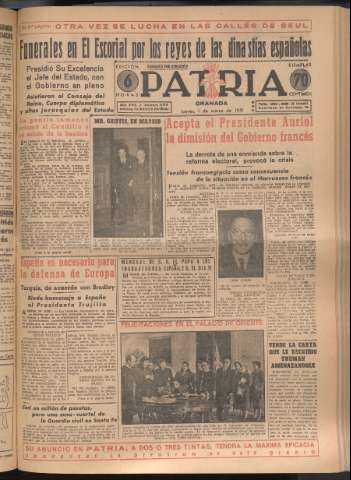 'Patria : diario de Falange Española Tradicionalista y de las J.O.N.S.' - Año XVI Número 4715 - 1951 marzo 1