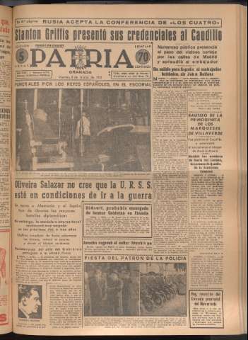 'Patria : diario de Falange Española Tradicionalista y de las J.O.N.S.' - Año XVI Número 4716 - 1951 marzo 2