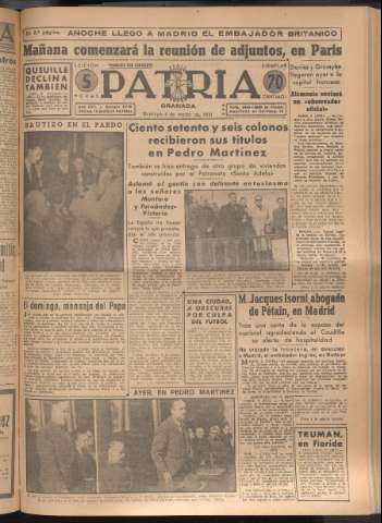 'Patria : diario de Falange Española Tradicionalista y de las J.O.N.S.' - Año XVI Número 4718 - 1951 marzo 4