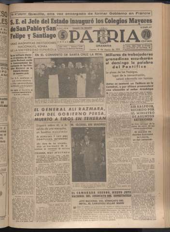 'Patria : diario de Falange Española Tradicionalista y de las J.O.N.S.' - Año XVI Número 4721 - 1951 marzo 8