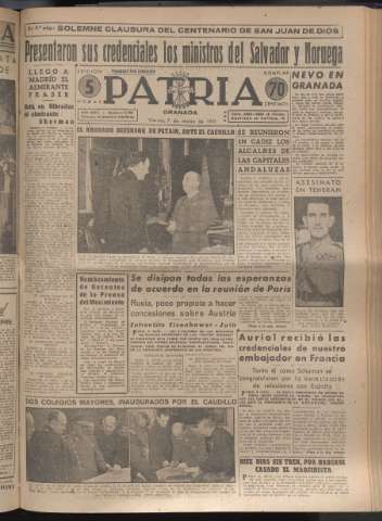 'Patria : diario de Falange Española Tradicionalista y de las J.O.N.S.' - Año XVI Número 4722 - 1951 marzo 9