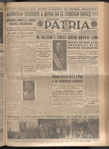 'Patria : diario de Falange Española Tradicionalista y de las J.O.N.S.' - Año XVI Número 4723 - 1951 marzo 10