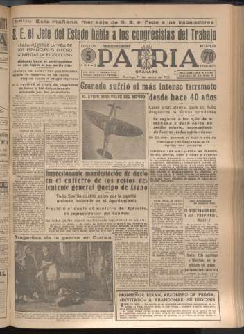 'Patria : diario de Falange Española Tradicionalista y de las J.O.N.S.' - Año XVI Número 4724 - 1951 marzo 11