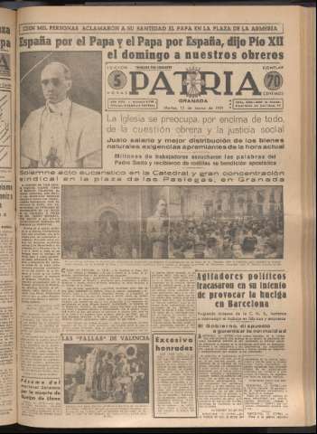 'Patria : diario de Falange Española Tradicionalista y de las J.O.N.S.' - Año XVI Número 4725 - 1951 marzo 13
